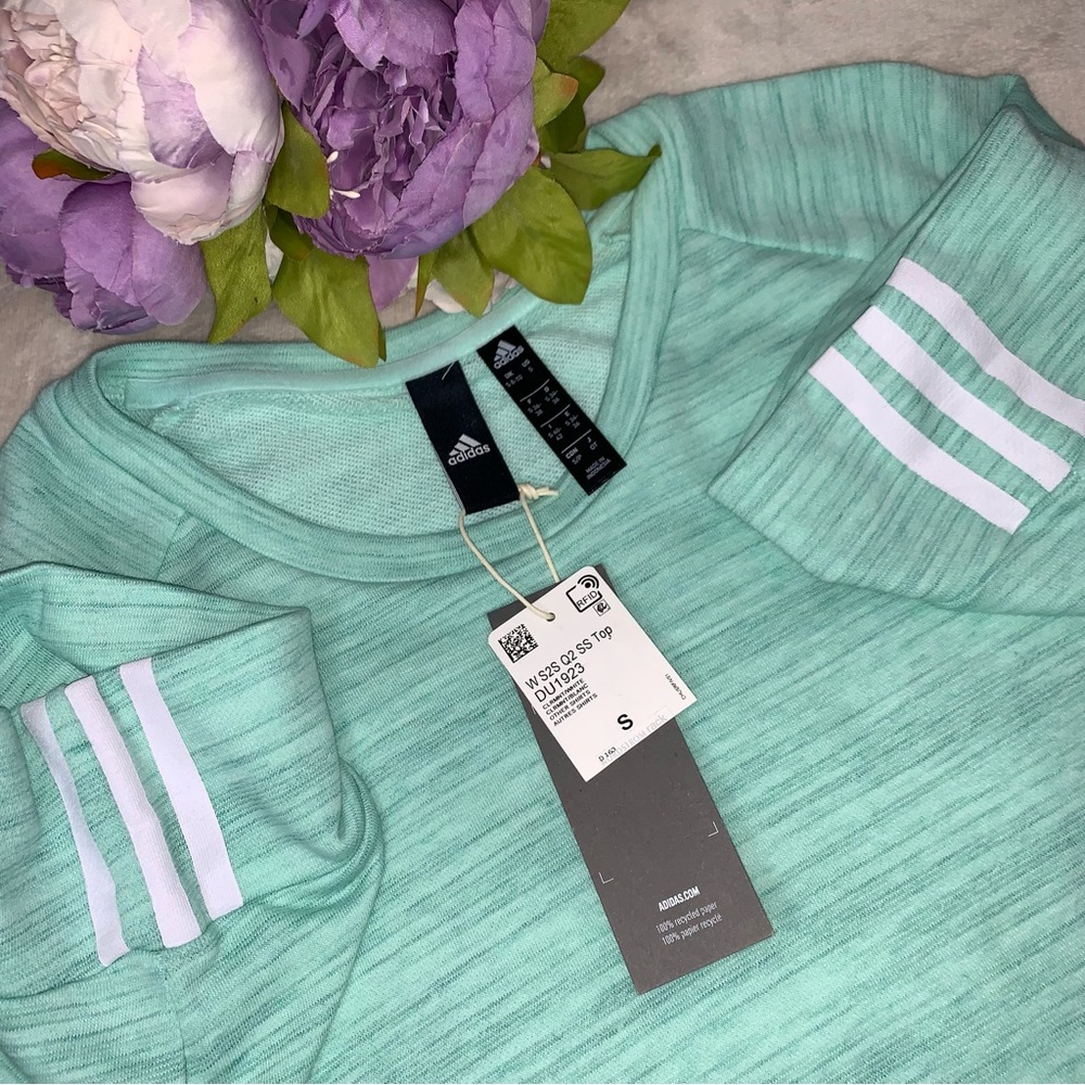 NWT Adidas Turquoise Short Sleeve Top - Picture 16 of 16